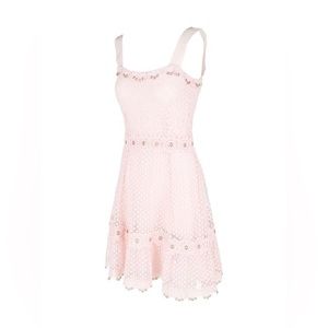 EUC Maje Rosalina Pink Eyelet Lace Grommet Dress Size M (2)